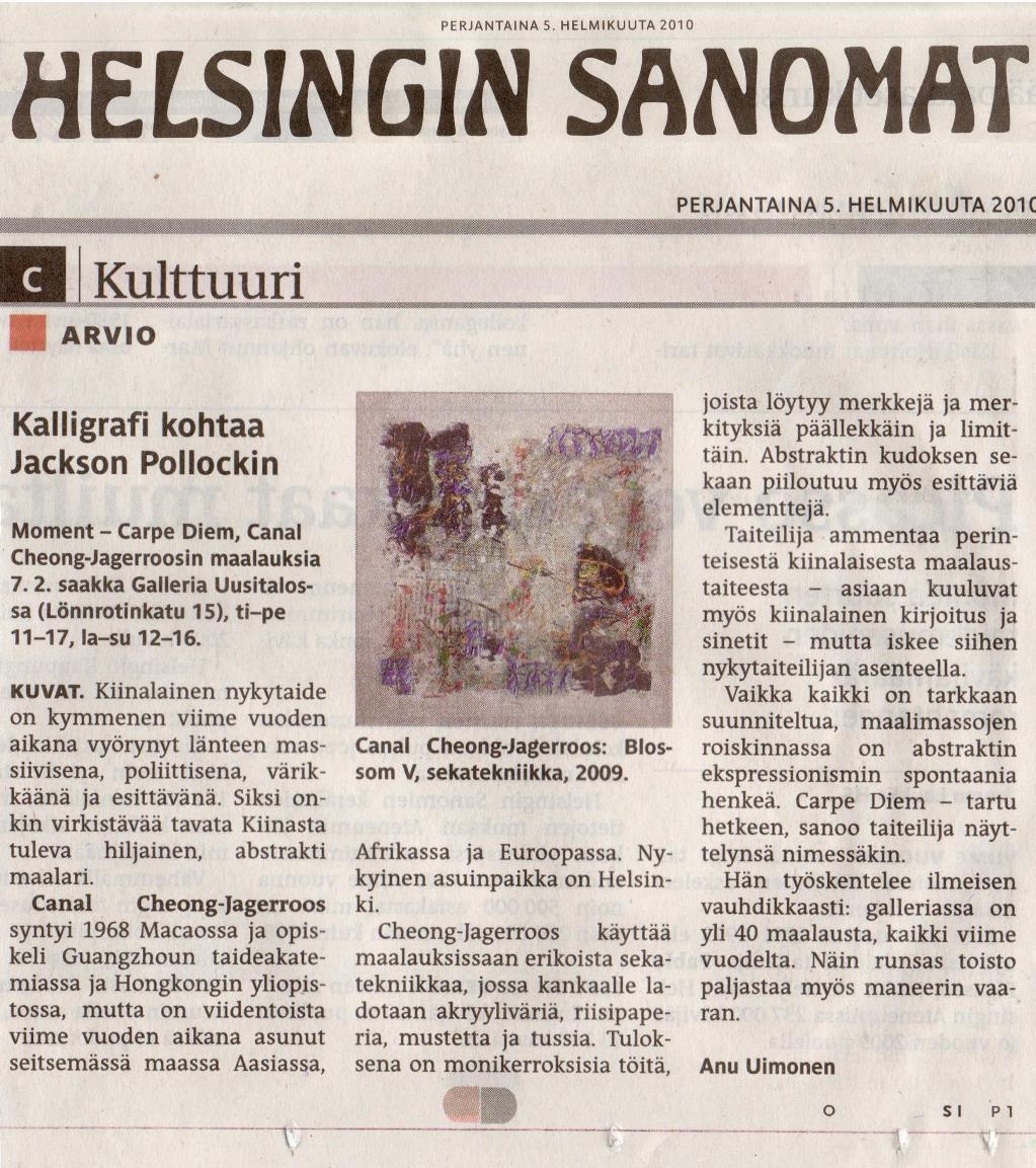Canal on Helsinki Sanomat newspaper 2010.jpg